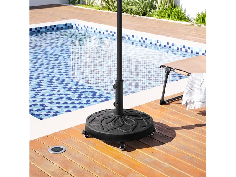 Pied de parasol rond de 21 kg pour extérieur avec roulettes noir - Conforama B