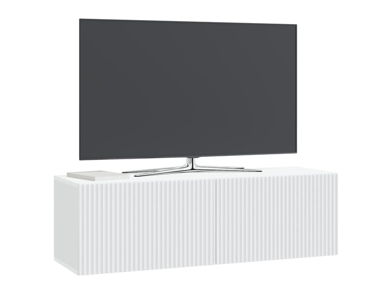  Meuble tv - banc tv - meuble de rangement mural blanc 98 x 31 x 30 cm bois d'ingénierie  - Conforama C