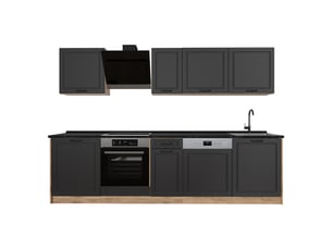 Vicco cuisine, anthracite campagnechêne doré, 280cm sans plan de travail