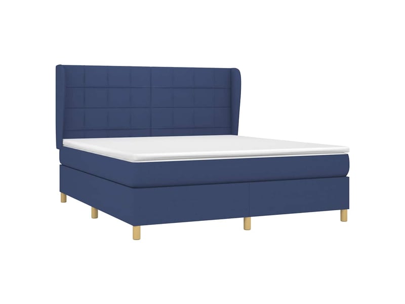  Sommier à lattes rembourré en tissu bleu confortable matelas 160x200 cm chambre à coucher  - Conforama E
