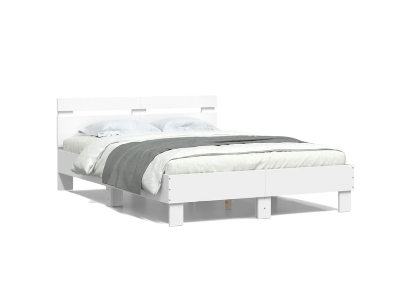  Lit double- lit adulte -  cadre de lit avec led sans matelas blanc 120x190 cm  - Conforama D