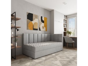 Lit avec rangement 80x200 cm <strong>MASSENO</strong>  <strong></strong> coloris gris
