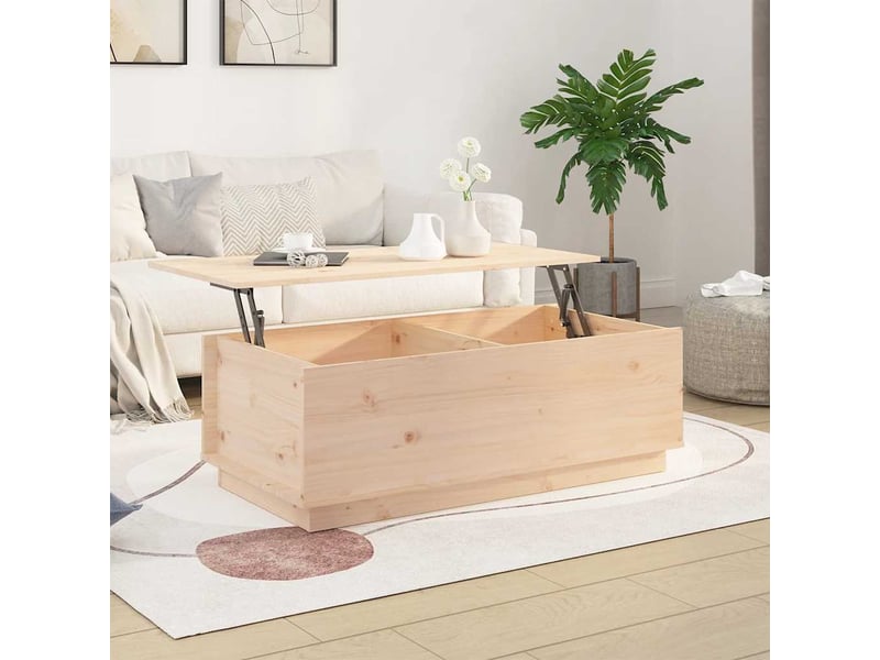  Table basse rectangulaire | table de salon 100x50x35 cm bois massif de pin shl630  - Conforama C