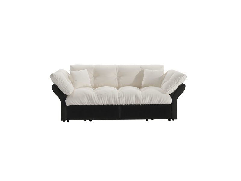  Canapé-lit 3 en 1 190x85x91 cm convertible en chaise longue et lit, velours beige  - Conforama A