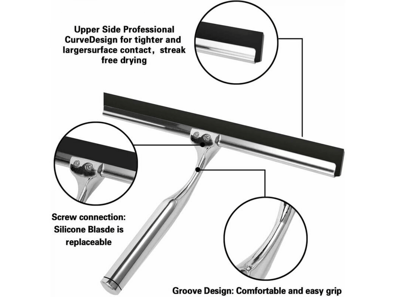 Essuie-glace de douche, essuie-glace de douche en acier inoxydable avec support, longueur de lame 25,4 cm (argent) - Conforama B