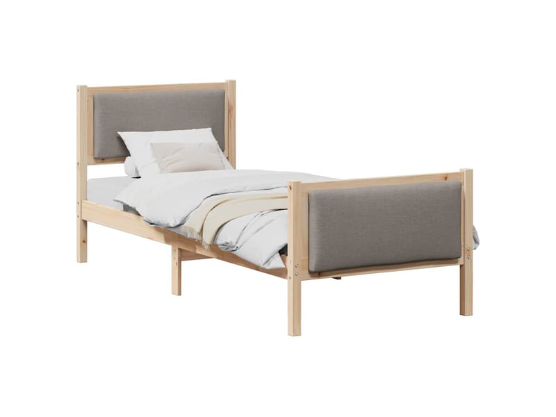  Lit simple- lit adulte -  cadre de lit avec tête de lit taupe 80 x 200 cm tissu  - Conforama B