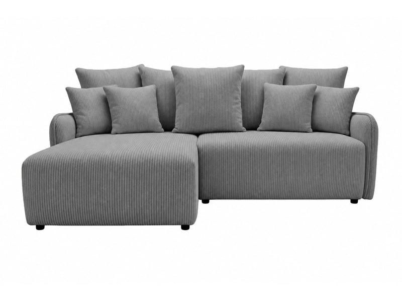  Portofino - canapé d'angle convertible petit velours côtelé 3 places gris foncé  - Conforama A