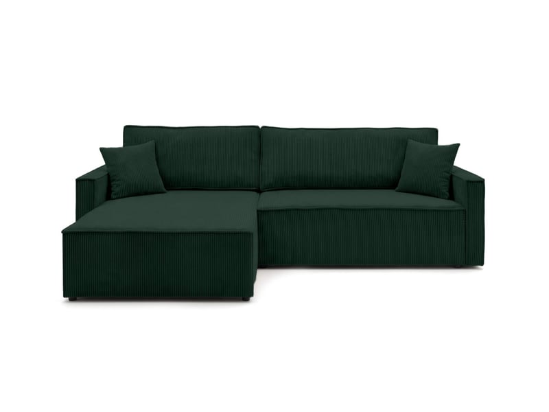  Farah - canapé d'angle max réversible et convertible 5 places accoudoirs slim en velours côtelé  - Conforama E