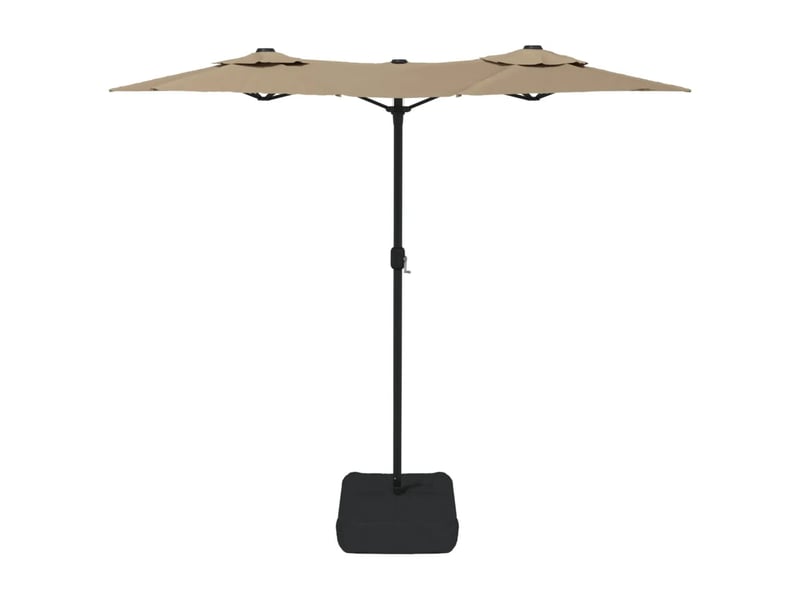  Parasol de jardin à double tête 316 x 145 x 240 cm protection uv avec base solide en polyester taupe 02_0047388  - Conforama C