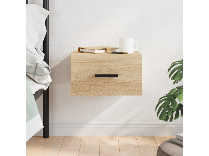  Table de chevet chanmbre, table d'appoint murale chêne sonoma 35x35x20 cm shl7674  - Conforama B