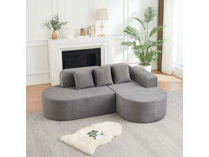 Canapé d’angle 4 places gris 220 x 155 x 70 cm en velours côtelé