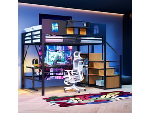 Lit mezzanine 140x200 cm <strong>OKWISH</strong>  <strong></strong> coloris noir