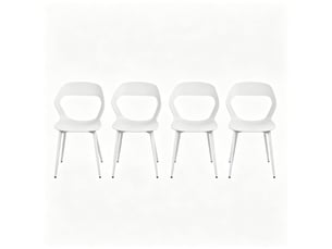 Lot de 4 chaises de salle à manger sans accoudoirs en polypropylène et métal blanc