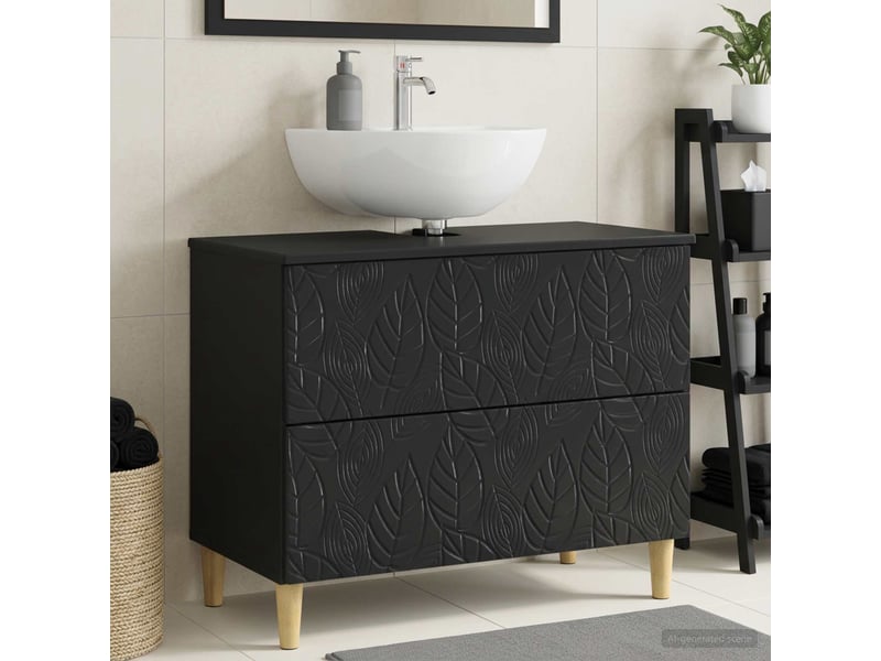  Meuble sous lavabo de salle de bain delft noir 82 x 41 x 59 cm cf64863  - Conforama B