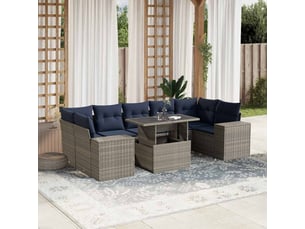 Vidaxl ensemble de canapé de jardin 8 pcs avec coussins gris résine tressée