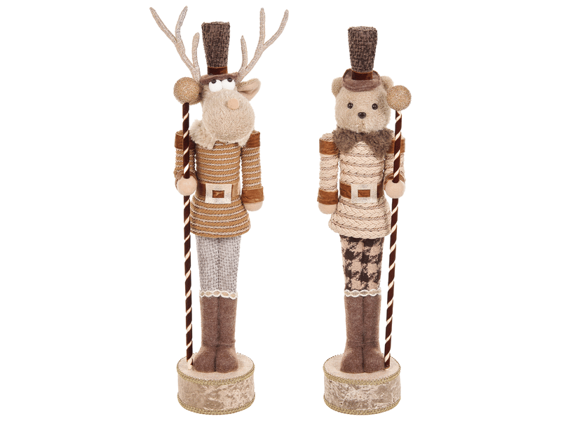  Lot de 2 figurines hamari 6668 cm ours renne beige  - Conforama D