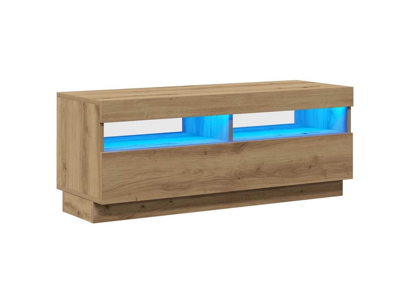  Meuble tv - banc tv - meuble de rangement avec lumières led chêne artisanal bois d'ingénierie  - Conforama A