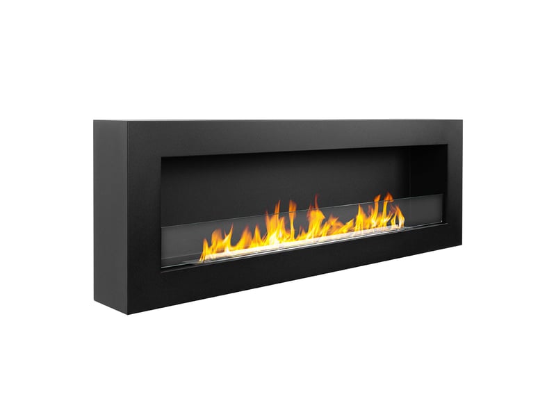  Cheminée murale bioéthanol siena 120 - 120 x 41 x 15 cm avec brûleur de 1,25 l en acier noir  - Conforama A