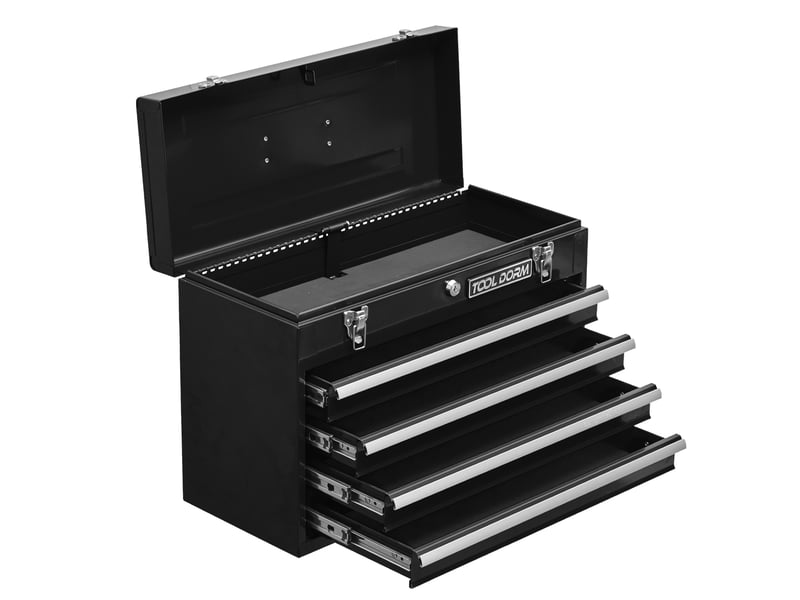  Boîte à outils métal 20,3 4 tiroirs verrouillable coffre rangement atelier garage noir  - Conforama W