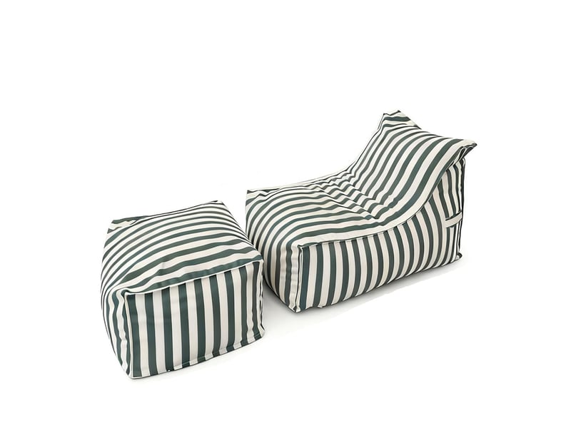 Ensemble de poufs d’extérieur rayés vert déperlant positano  - Conforama D