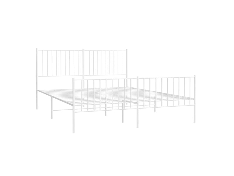 Lit double- lit adulte - cadre de lit métal sans matelas et pied de lit blanc 150x200 cm - Conforama C