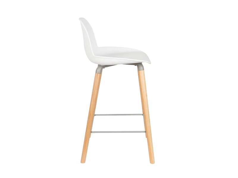  Lot de 2 tabourets de bar h65 cm blanc et pieds naturels - kuip  - Conforama C
