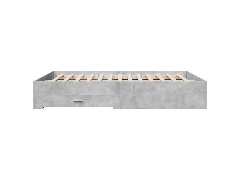 Lit double- lit adulte - cadre de lit avec tiroirs sans matelas gris béton 150x200 cm - Conforama D