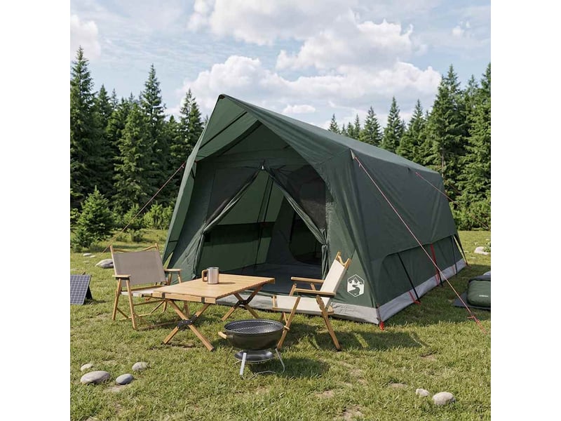  Tente tunnel, tente de camping 6 personne vert armée polyester et acier  - Conforama B