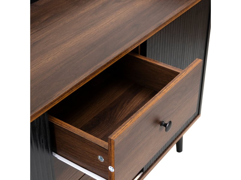  Buffet à trois tiroirs, meuble de rangement, avec étagères, 2 portes, 117,5 x 80 x 40 cm, noir  - Conforama E