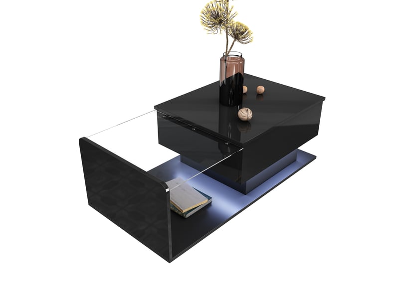  Table basse relevable 100 x 50 cm panneau de particules noir  - Conforama A