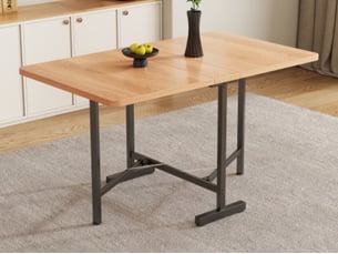 Table à manger extensible et pliante 120 x 80 cm, coloris naturel, pieds en alliage résistant, style moderne et minimaliste