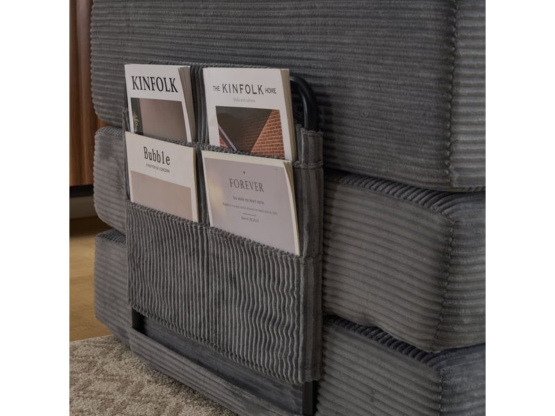  Canapé de sol convertible pliable en velours côtelé, porte-gobelets, poche latérale, sans montage, gris foncé  - Conforama E