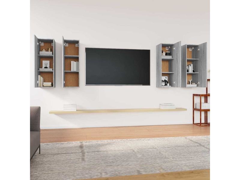  Meubles tv - banc tv - meuble de rangement 4 pcs sonoma gris 30,5x30x90 cm bois d'ingénierie  - Conforama C