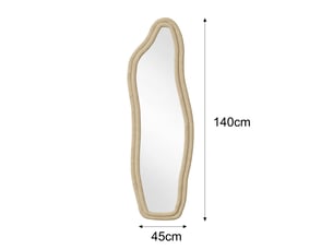 Miroir sur pied - 140 x 45 cm - jaune - miroir asymétrique design dauphin, cadre en veloursflanelle, style artistique et romantique