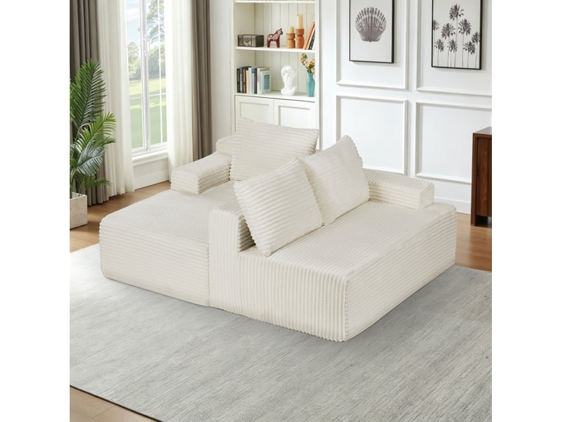  Canapé d'angle modulable 238 x 152 x 66 cm – beige – assise profonde, sans montage et convertible  - Conforama E