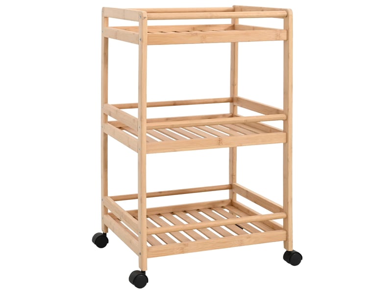 Desserte de cuisine, chariot de rangement avec roues naturel 46x38x76 cm bambou - Conforama A