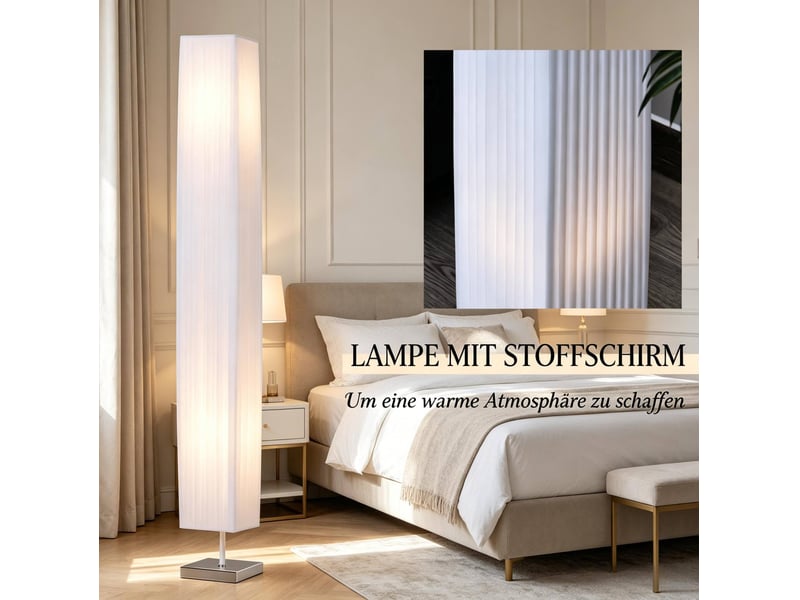  Lampadaire colonne 14x14x120 cm design métal blanc  - Conforama D