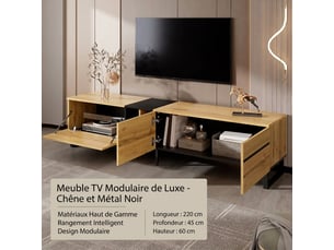 Meuble tv coloris bois clair 180 cm   
