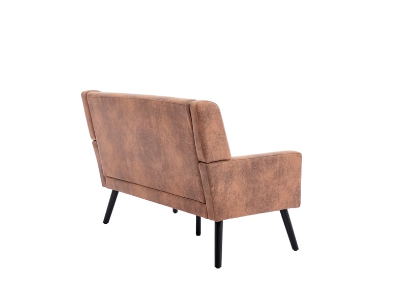  Banquette 2 places 119x75x88 cm en suédine avec pieds en bois, assise confortable et finition décorative marron café  - Conforama D