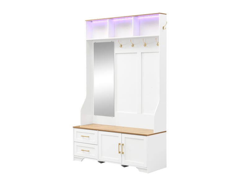  Portemanteau avec banc et rangement 120 x 187 cm en mdf  - Conforama W