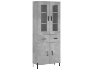 Buffet haut - bahut - meuble de rangement gris béton 69,5x34x180 cm bois d'ingénierie