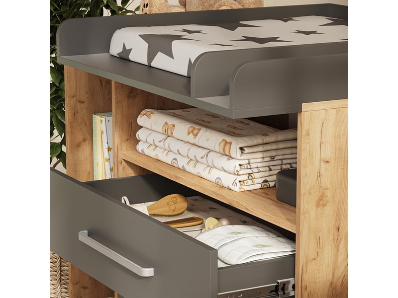  Vicco commode à langer, chêne doréanthracite, 110x93cm  - Conforama D