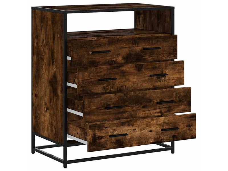  Commode chambre adulte, armoire à tiroirs chêne fumé 70x41x83,5 cm bois d'ingénierie  - Conforama E