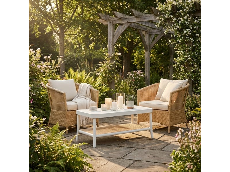  Table basse rectangulaire en bois avec étagère thomas - blanc  - Conforama B