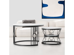 Lot de 2 tables basses empilables blanches et noires en mdf