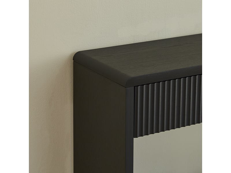  Console d'entrée moderne d'une largeur de 150 cm, deux grands tiroirs de rangement et un compartiment de rangement inférieur ouvert, adapté au couloir et au salon (noir charbon) DE-CBN146B03 - Conforama C
