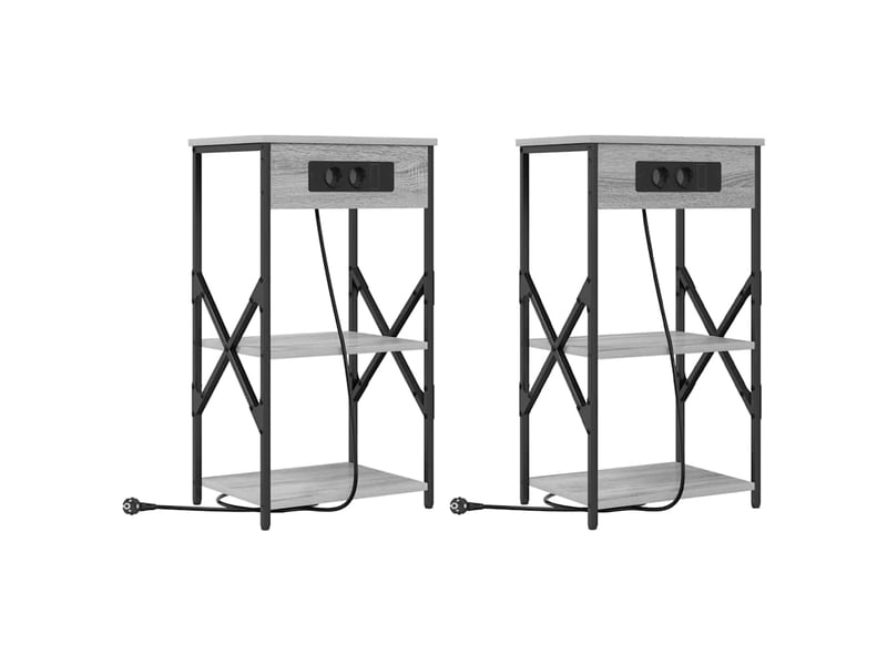  Table de chevet - cabinet de chevet - table de nuit avec étagère 2 pc gris sonoma 41 x 31 x 76 cm  - Conforama A