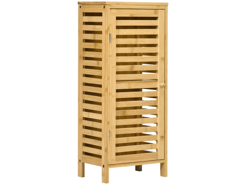  Meuble de salle de bain en bambou avec étagère réglable, 30 x 19,9 x 70 cm, couleur bois  - Conforama B
