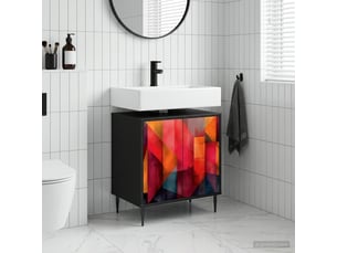 Armoire de salle de bain, meuble de rangement heesch chêne noir 60x40x61 cm
