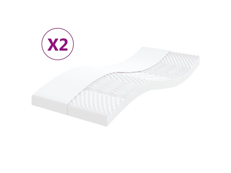 Matelas confort, matelas en mousse 2 pcs blanc 100x200 cm 7 zones dureté 20 ild - Conforama B